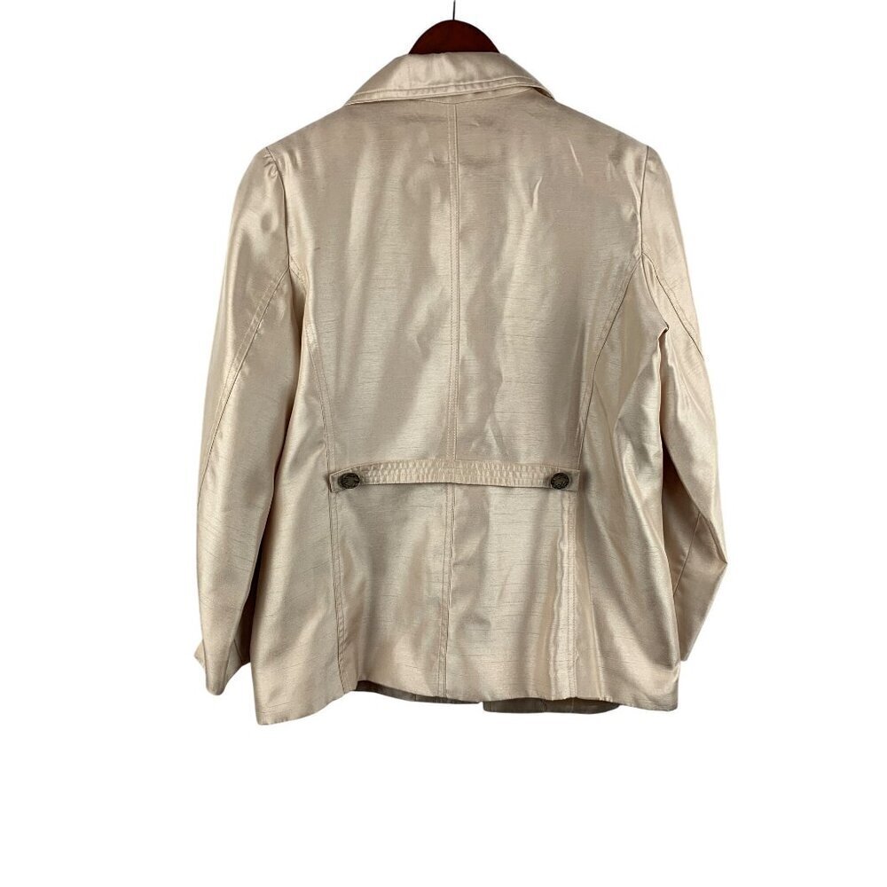 Susan Graver XS Womens Blazer Jacket Satin Look Polyester Beige - Picture 2 of 5